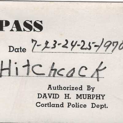 Street Fair Pass for Olga Hitchcock for 1970