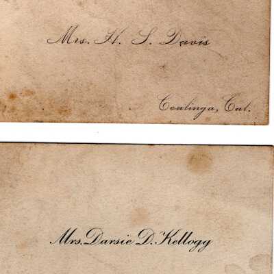 Davis, Kellogg and Freer calling cards