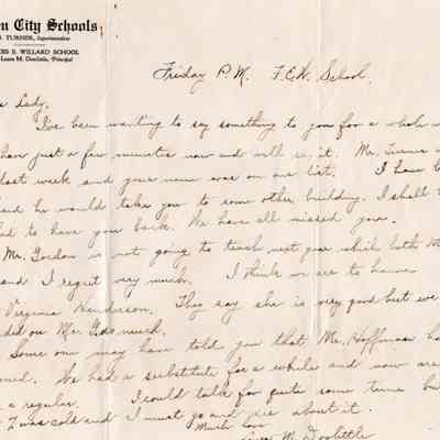 Letter from Laura M. Doolittle Principal Willard School