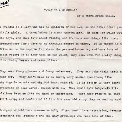 Poem - "What is a grandma?" by a Third Grade Child - Author unknown ANNA