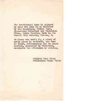 Advertisement for a Home Tour of Vivian and Wilhemien Viets' House