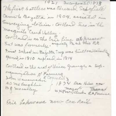 Notes on Cortland History by unknown in 1921