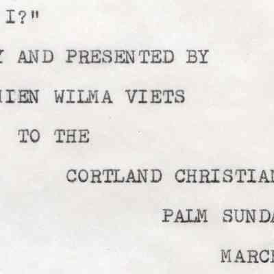 Wilhemien Viets Typed Speech and speaking cards to Cortland Christian Church
