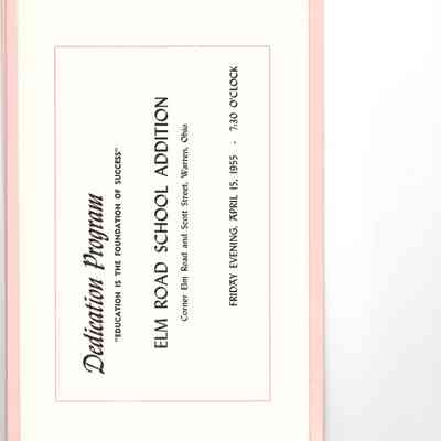 Dedication Program for the Elm Road School Addition