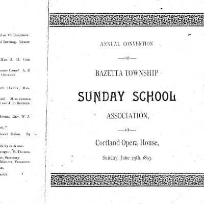 Bazetta Township Sunday School Association 1893