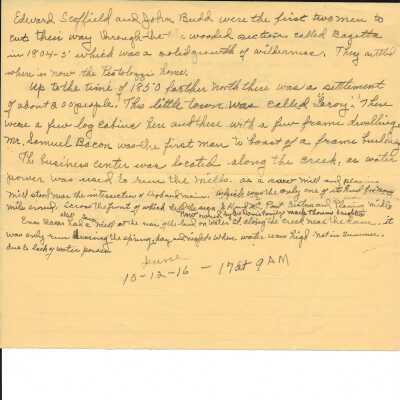 Notes on the history of Bazetta and Cortland Author unknown