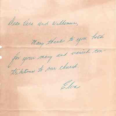 Thank you note from Elva to Viets sisters for Church work