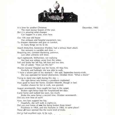 Christmas Poem From December 1985 About the Past Year