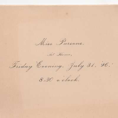 Invitation - Miss Parsons, At Home
