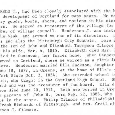 Biographical Information from Historical Collections of Bazetta Township Cortland, Ohio by Thomas J. Kachur 1983