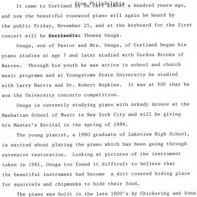 History of the Marvin Piano