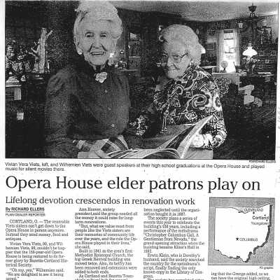 Viets Sisters and Opera House Newspaper Article