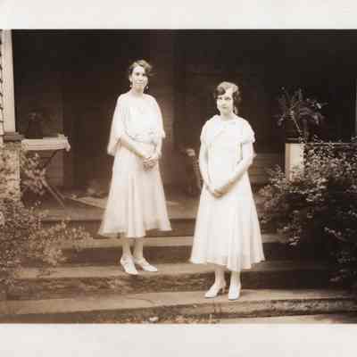 Viets Sisters on Steps at Front of Home