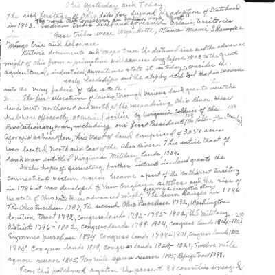 Notes for the Story "Ohio Yesterday and Today"