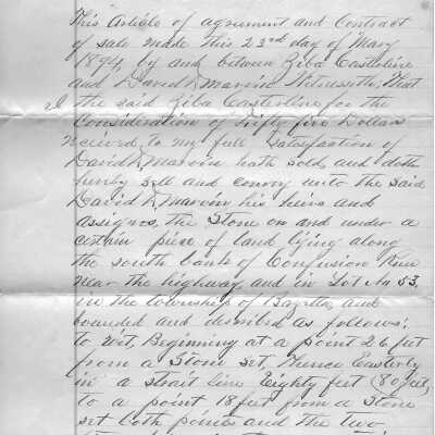 Agreement by David Marvin to purchase stone