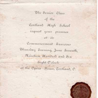 1906 Cortland High School Commencement Invitation