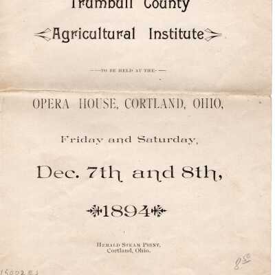 Annual Meeting of the Trumbull County Agricultural Institute announcement 1894