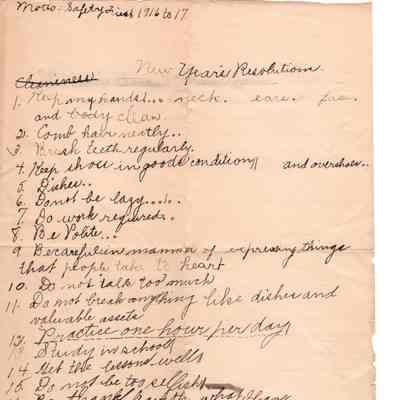 Wilhemiein Viets New Year resolutions 1916