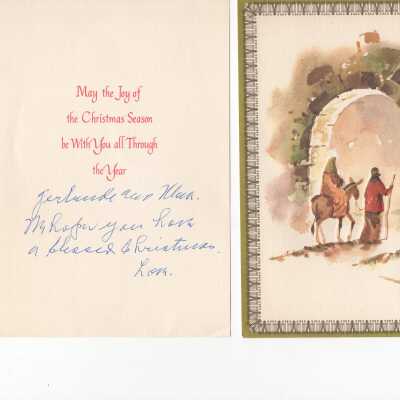 Christmas card from Lona to Mark and Gertrude Richards