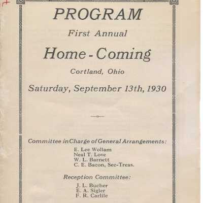 1930 Cortland Home-Coming - First Annual