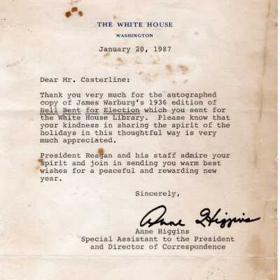 Letter from President Reagan's White House Staff