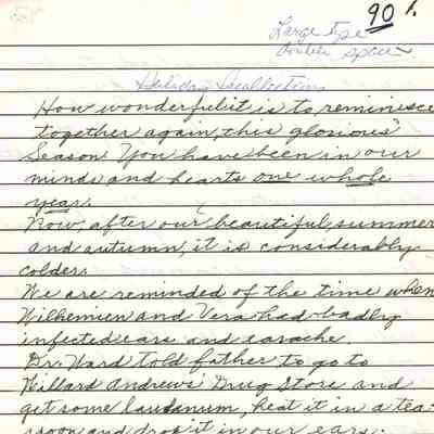 Draft for the Holiday Recollections Bulletin Christmas Card (1990)