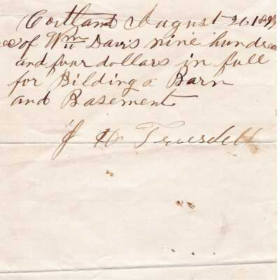 Receipt for payment from William Davis for buildings