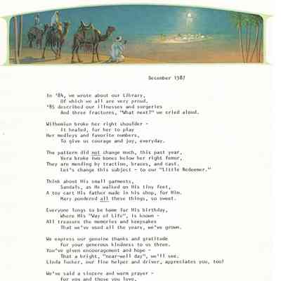 Christmas Poem From December 1987 About the Past Year