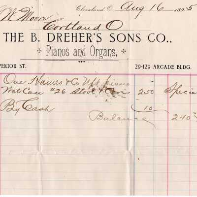 Receipt, Warranty and other documents for Purchase of Upright Piano