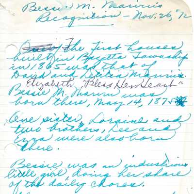 Notes for talk at Bessie Marvin 97th Birthday celebration