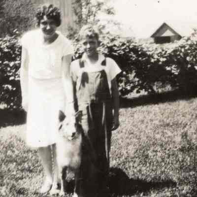 Mary Moore with Child and dog