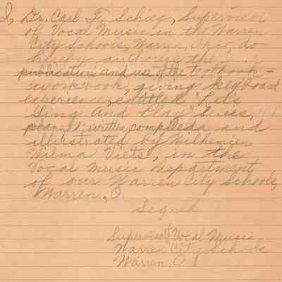Wilhemien Viets Note from Carl F. Schieg authorizing publication of Wilhemien Viet's book
