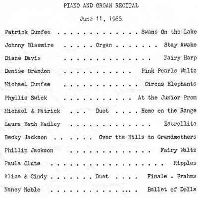 Piano and Organ Recital Program
