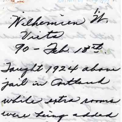 Wilhemien Viets handwritten teaching record 1990