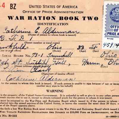 War Ration Book 2 Issued to Catherine E. Alderman