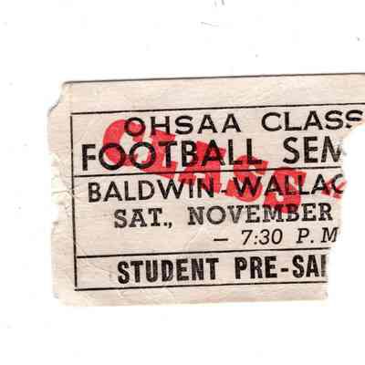 Ticket Stub from Brookfield vs. St. Mary's/Baldwin-Wallace 1978