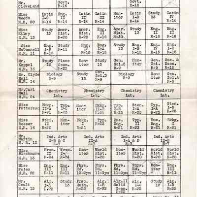 Brookfield Highschool Class Schedule 1938-1939