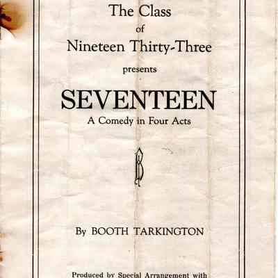 Program for School Play, Class of 1933