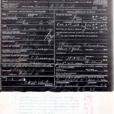 Death Certificate for Hattie B. Phelps, 1916