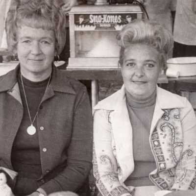 Eleanor Gray and Clara Durst at Raffle Table