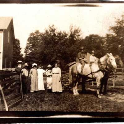 Group of 8 People and Horses