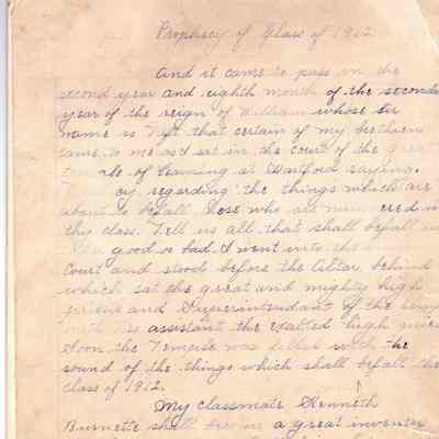 Prophecy of Class of 1912