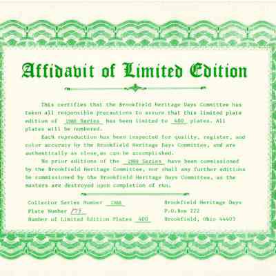 Affidavit for Limited Edition Plate 1988