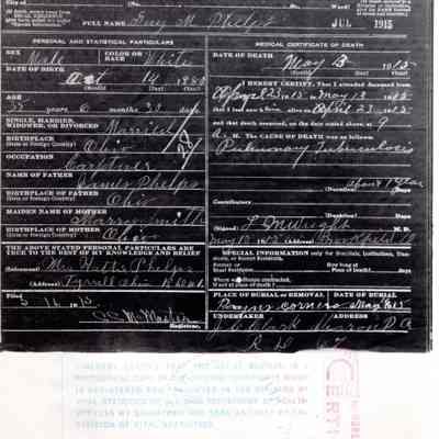 Death Certificate for Guy M. Phelps, 1916