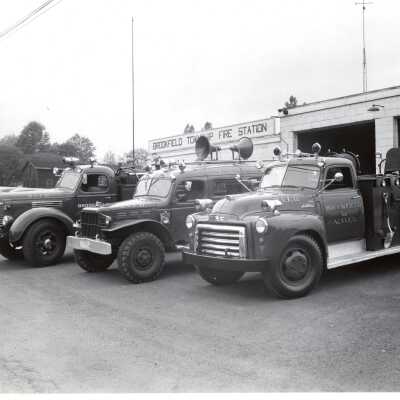 Firetrucks in Front of Fire Station