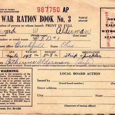 Ration Book of Howard W. Alderman, Book 3