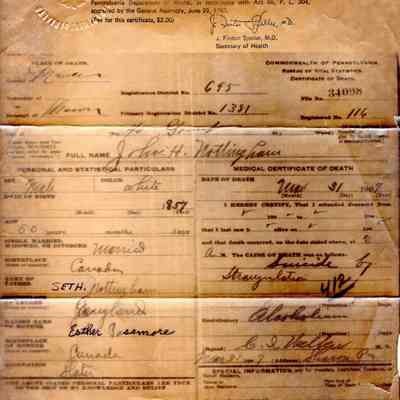Death Certificate for John H. Nottingham, 1907