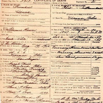 Death Certificate, Bower, Florence, 1947