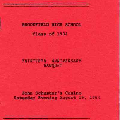 Program for Class of 1934 Class Reunion