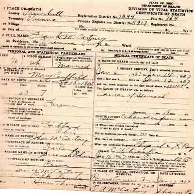 Death Certificate for Mary C. McCartney, 1932